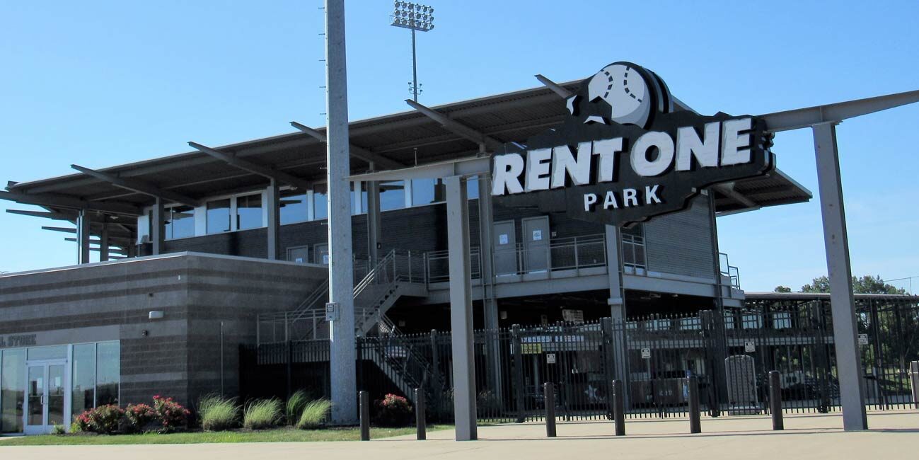 view of the exterior of a rent one ballpark