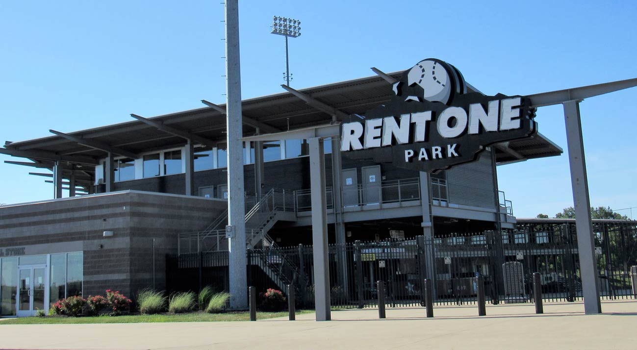 view of the exterior of a rent one ballpark