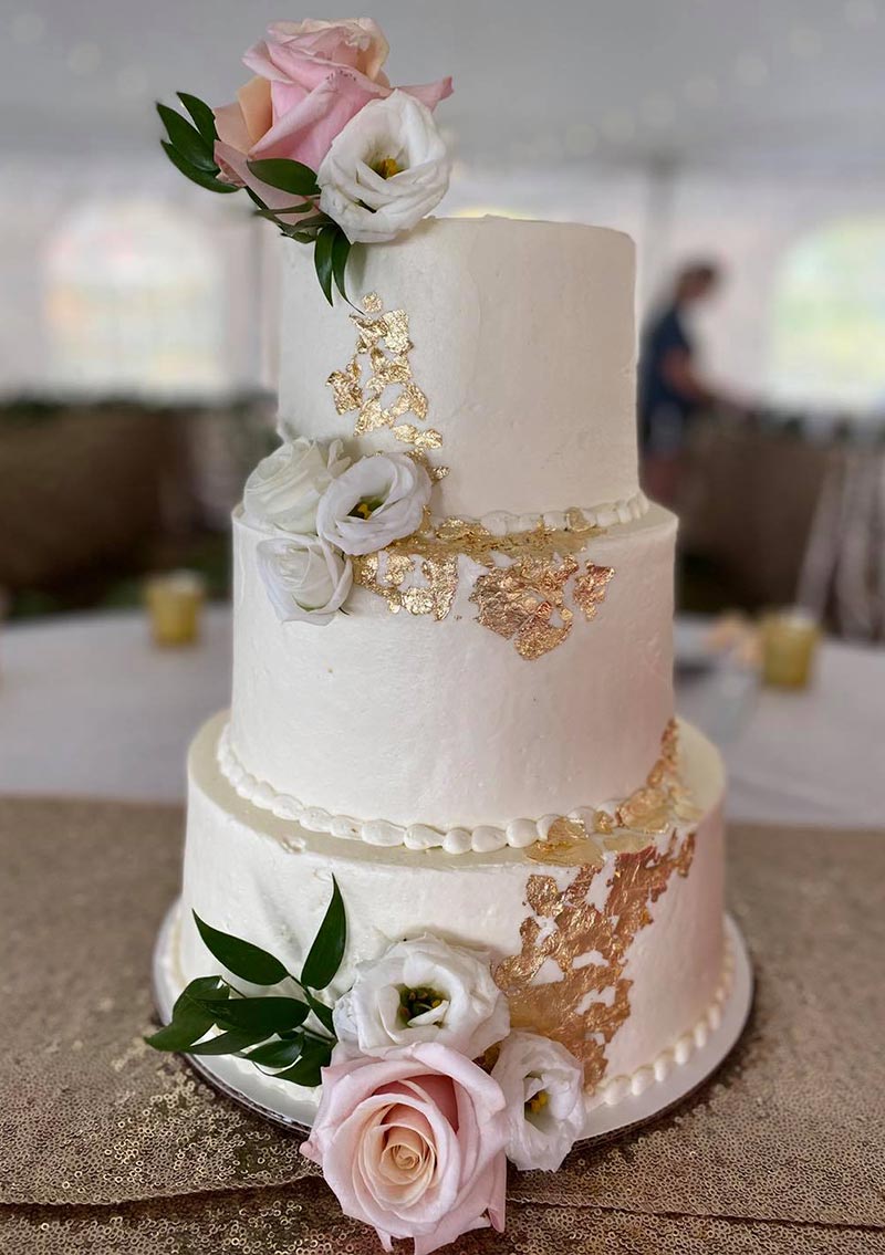 Rose three tier wedding cake by Cakes by Ally in Herrin, Illinois - Visit SI