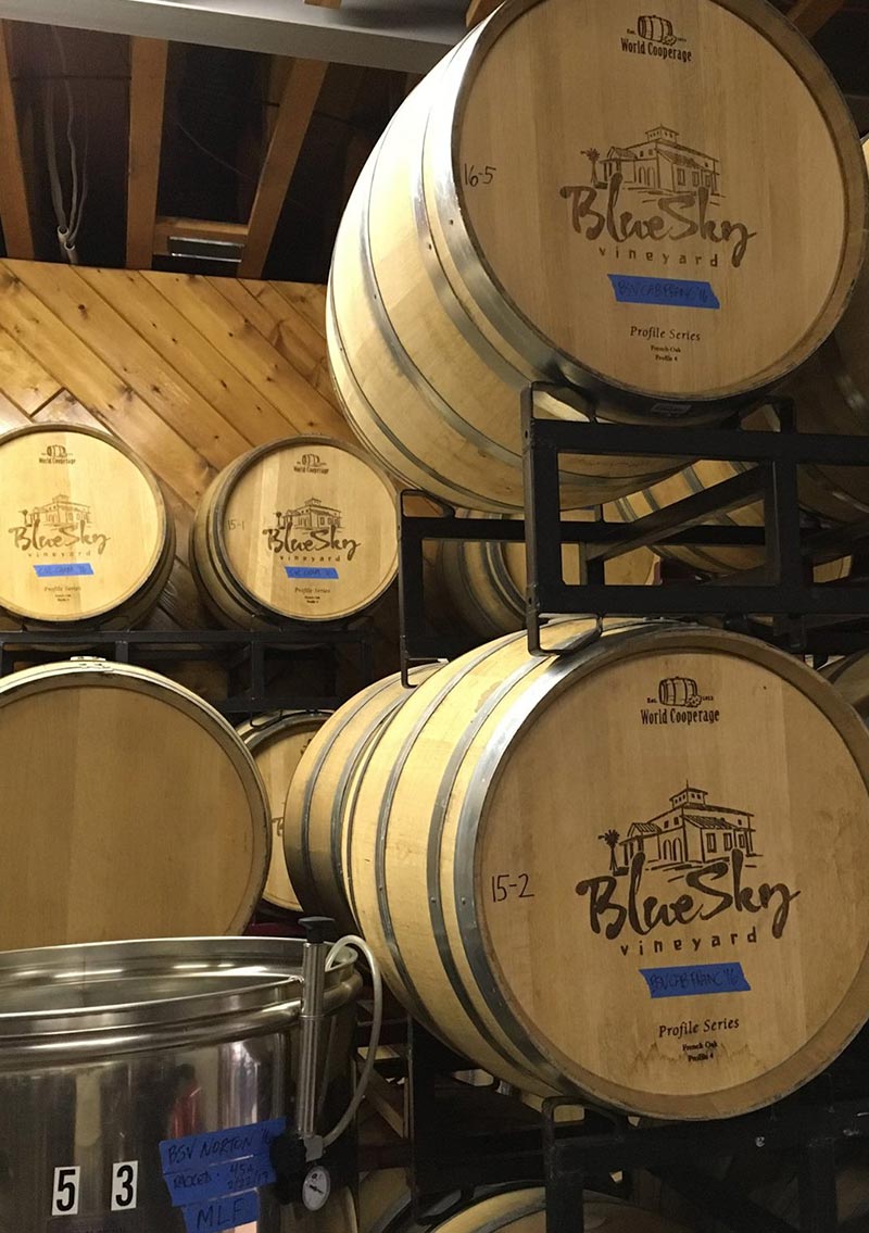 blue sky wine barrels