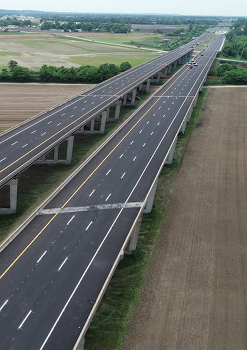 six lane highway aerial view