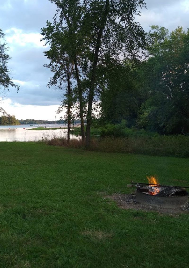 Fire pit at Crab Orchard Lake Campground