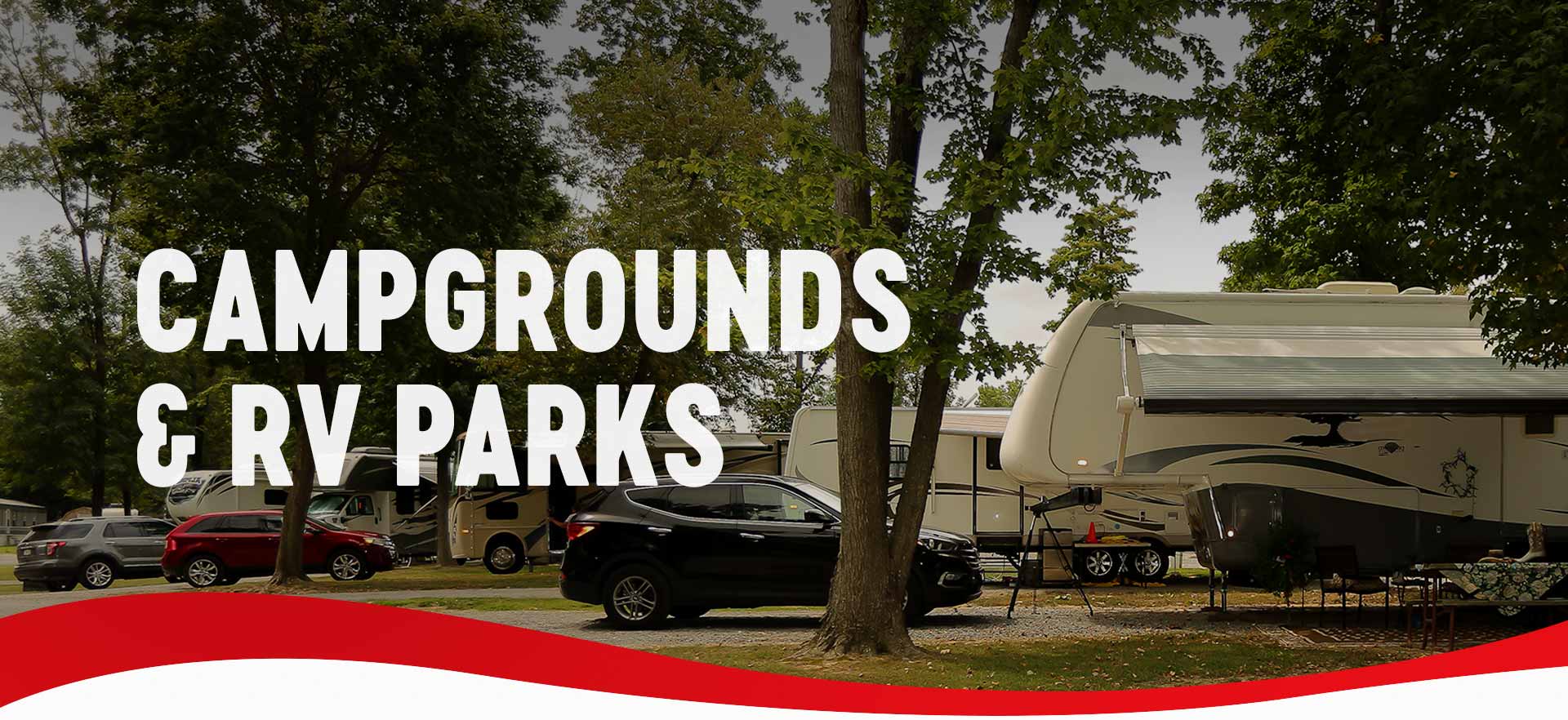 park with RVs and other SUVs