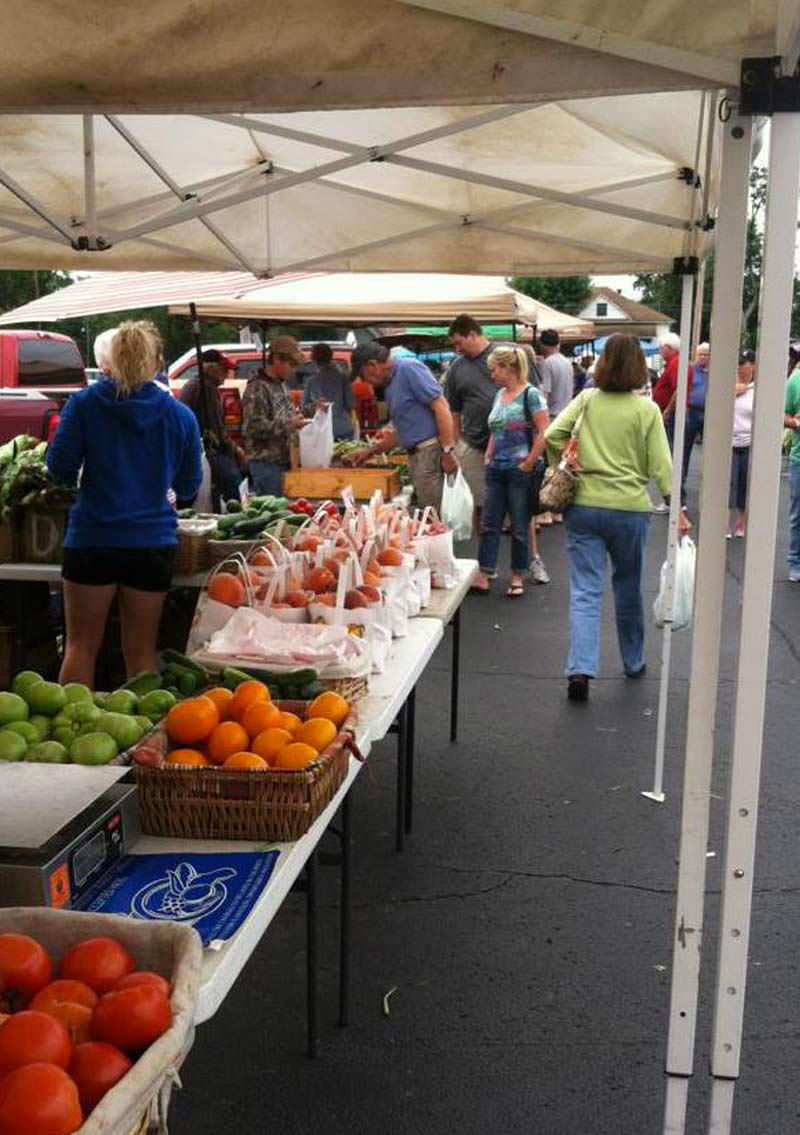 shoppers at a farmer market in marion illinois