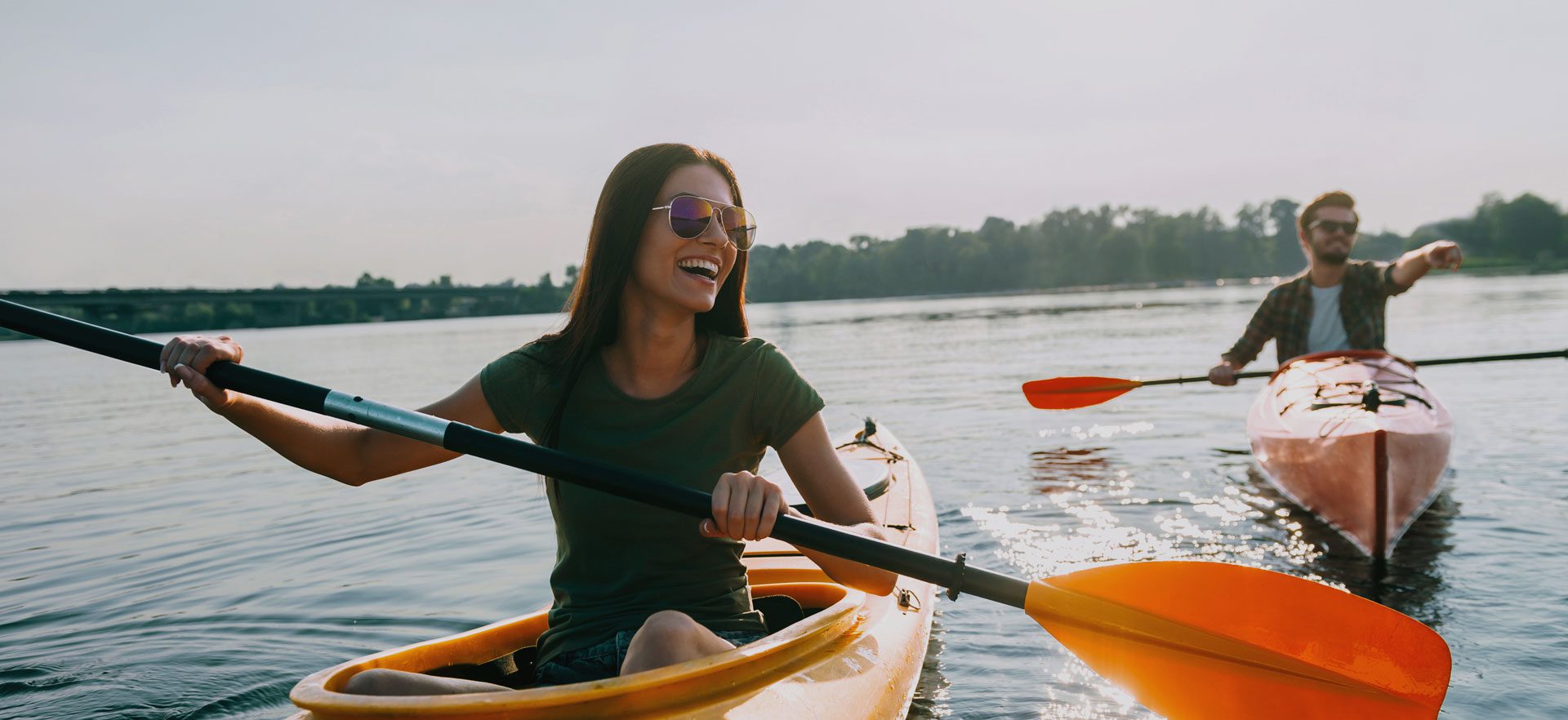 woman kayaking on water